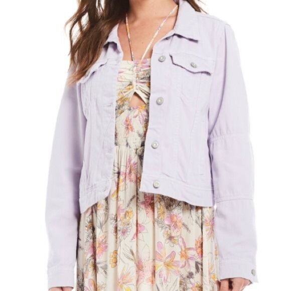Free People Rumors Denim Jacket in Lavender Size XS - Picture 1 of 15